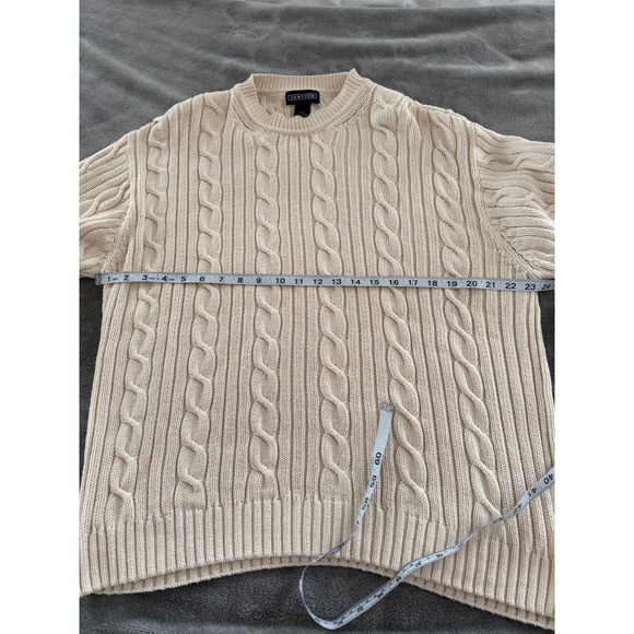 Jantzen Cream Cable Knit Cotton Crewneck Sweater Women's L 100% Cotton - Picture 3 of 4